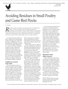 R Avoiding Residues in Small Poultry and Game Bird Flocks