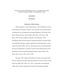 of Ability Grouping in Middle Level Mathematics Classes CHAPTER 1