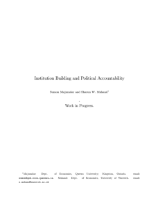 Institution Building and Political Accountability Work in Progress. -