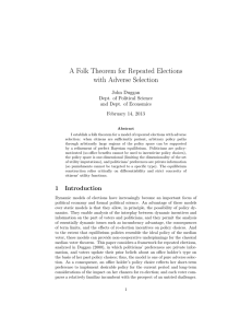 A Folk Theorem for Repeated Elections with Adverse Selection John Duggan