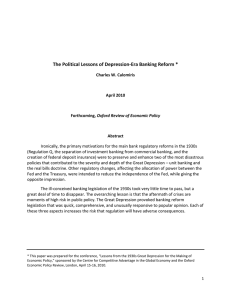 The Political Lessons of Depression-Era Banking Reform *