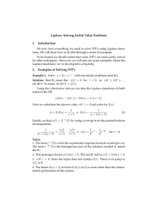 Laplace: Solving Initial Value Problems 1. Introduction