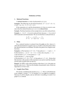 Deﬁnition of Poles 1.	 Rational Functions ( )