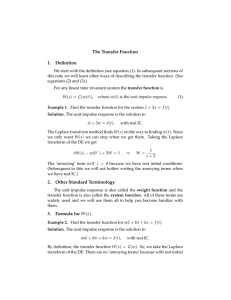 The Transfer Function 1.  Deﬁnition