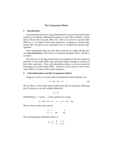 The Companion Matrix 1. Introduction