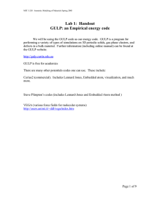 Lab 1:  Handout GULP: an Empirical energy code