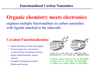 Organic chemistry meets electronics Functionalized Carbon Nanotubes