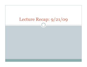 Lecture Recap: 9/21/09
