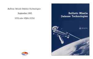 Ballistic Missile Defense Technologies September 1985 NTIS order #PB86-182961