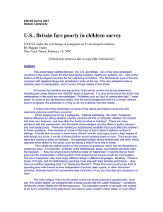 U.S., Britain fare poorly in children survey