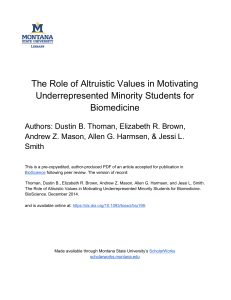 The Role of Altruistic Values in Motivating Underrepresented Minority Students for Biomedicine