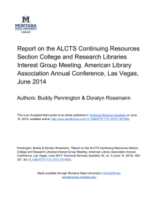 Report on the ALCTS Continuing Resources Section College and Research Libraries