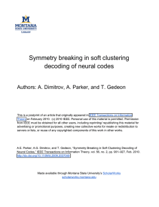 Symmetry breaking in soft clustering decoding of neural codes