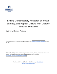 Linking Contemporary Research on Youth, Literacy, and Popular Culture With Literacy