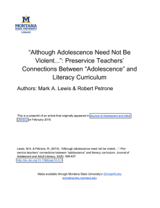 “Although Adolescence Need Not Be Violent...”: Preservice Teachers’ Connections Between “Adolescence” and