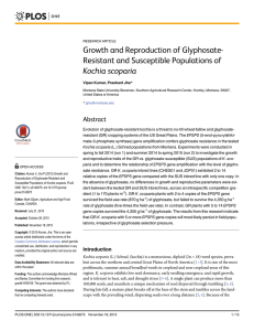 Growth and Reproduction of Glyphosate- Resistant and Susceptible Populations of Kochia scoparia