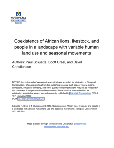 Coexistence of African lions, livestock, and land use and seasonal movements