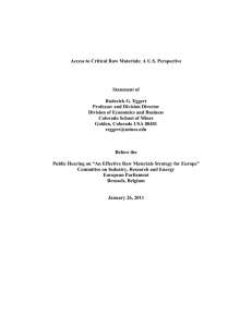 Access to Critical Raw Materials: A U.S. Perspective Statement of