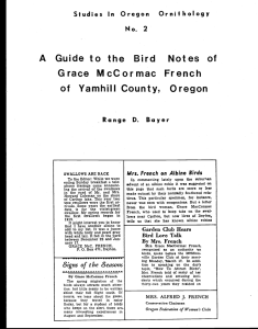 A Guide to the Bird Notes of of Yamhill County, Oregon