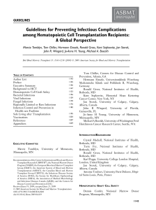 Guidelines for Preventing Infectious Complications among Hematopoietic Cell Transplantation Recipients: