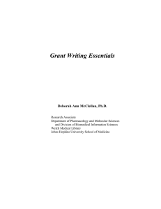 Grant Writing Essentials  Deborah Ann McClellan, Ph.D.