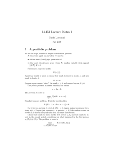 14.451 Lecture Notes 1 1 A portfolio problem Guido Lorenzoni