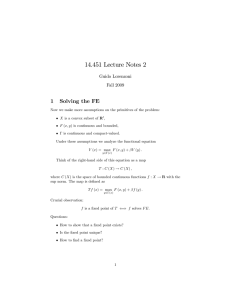 14.451 Lecture Notes 2 1 Solving the FE Guido Lorenzoni
