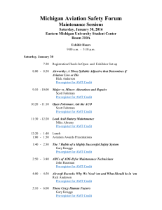 Michigan Aviation Safety Forum Maintenance Sessions Saturday, January 30, 2016