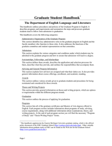 Graduate Student Handbook The Department of English Language and Literature  *