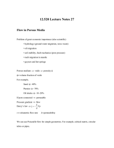 12.520 Lecture Notes 27 Flow in Porous Media