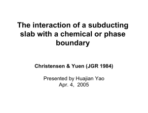 The interaction of a subducting slab with a chemical or phase boundary