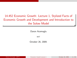 14.452 Economic Growth:  Lecture 1, Stylized Facts of