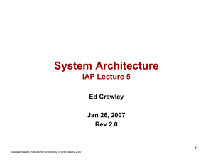 System Architecture IAP Lecture 5 Ed Crawley Jan 26, 2007