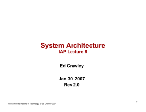 System Architecture IAP Lecture 6 Ed Crawley Jan 30, 2007
