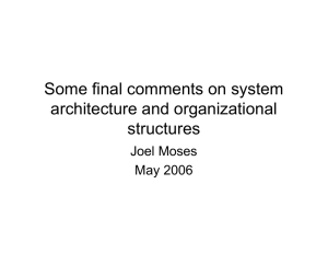 Some final comments on system architecture and organizational structures Joel Moses