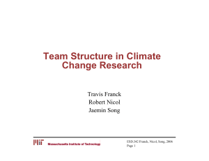 Team Structure in Climate Change Research Travis Franck Robert Nicol
