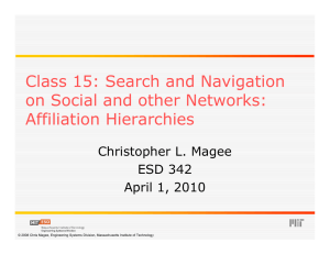 Class 15: Search and Navigation on Social and other Networks: Affiliation Hierarchies