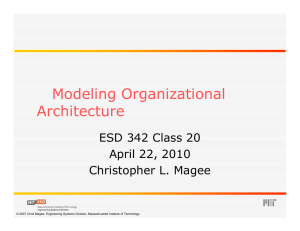 Modeling Organizational g  g Architecture ESD 342 Class 20