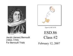 ESD.86 Class #2 February 12, 2007 Jacob (James) Bernoulli