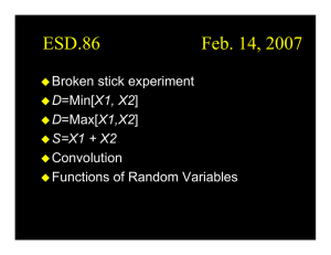 ESD.86          ... Broken stick experiment Convolution Functions of Random Variables