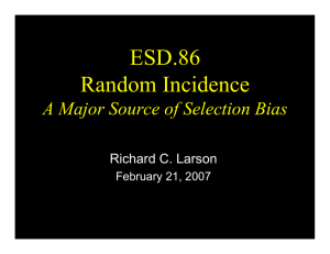 ESD.86 Random Incidence A Major Source of Selection Bias Richard C. Larson