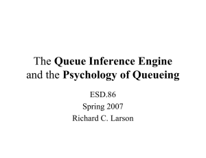 Queue Inference Engine Psychology of Queueing ESD.86 Spring 2007