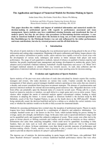 The Application and Impact of Numerical Models for Decision-Making in... ESD. 864 Modeling and Assessment for Policy