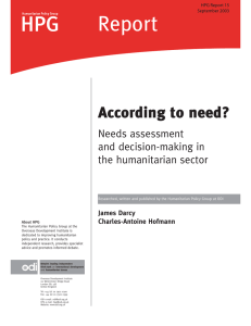 Report According to need? Needs assessment and decision-making in