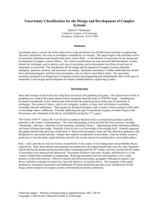 Uncertainty Classification for the Design and Development of Complex Systems Abstract