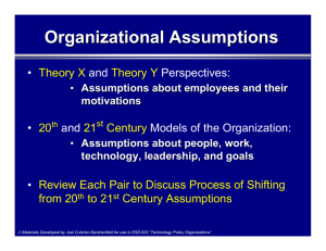 Organizational Assumptions • and Perspectives: