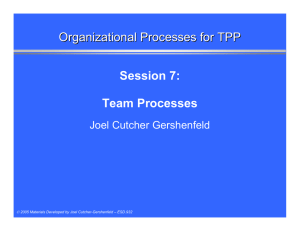 Organizational Processes for TPP Session 7: Team Processes Joel Cutcher Gershenfeld