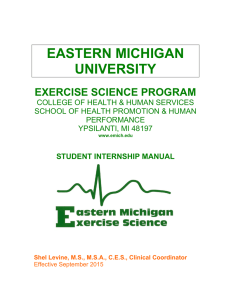 EASTERN MICHIGAN UNIVERSITY EXERCISE SCIENCE PROGRAM