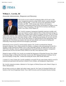 William L. Carwile, III Associate Administrator, Response and Recovery