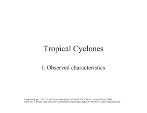 Tropical Cyclones I: Observed characteristics